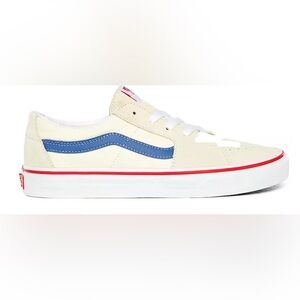 NWOB Vans Sk8-Low White and Blue Women's Sneakers Men’s Sz 6.5